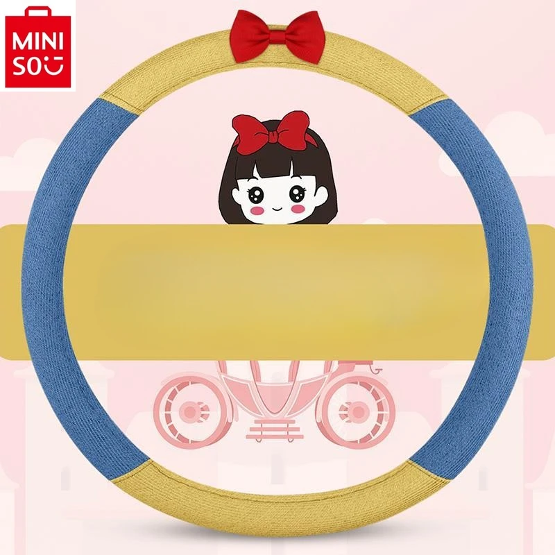 

MINISO Disney Cartoon Snow White Bow Four Seasons Universal Steering Wheel Cover Women's Anti slip Car Accessories