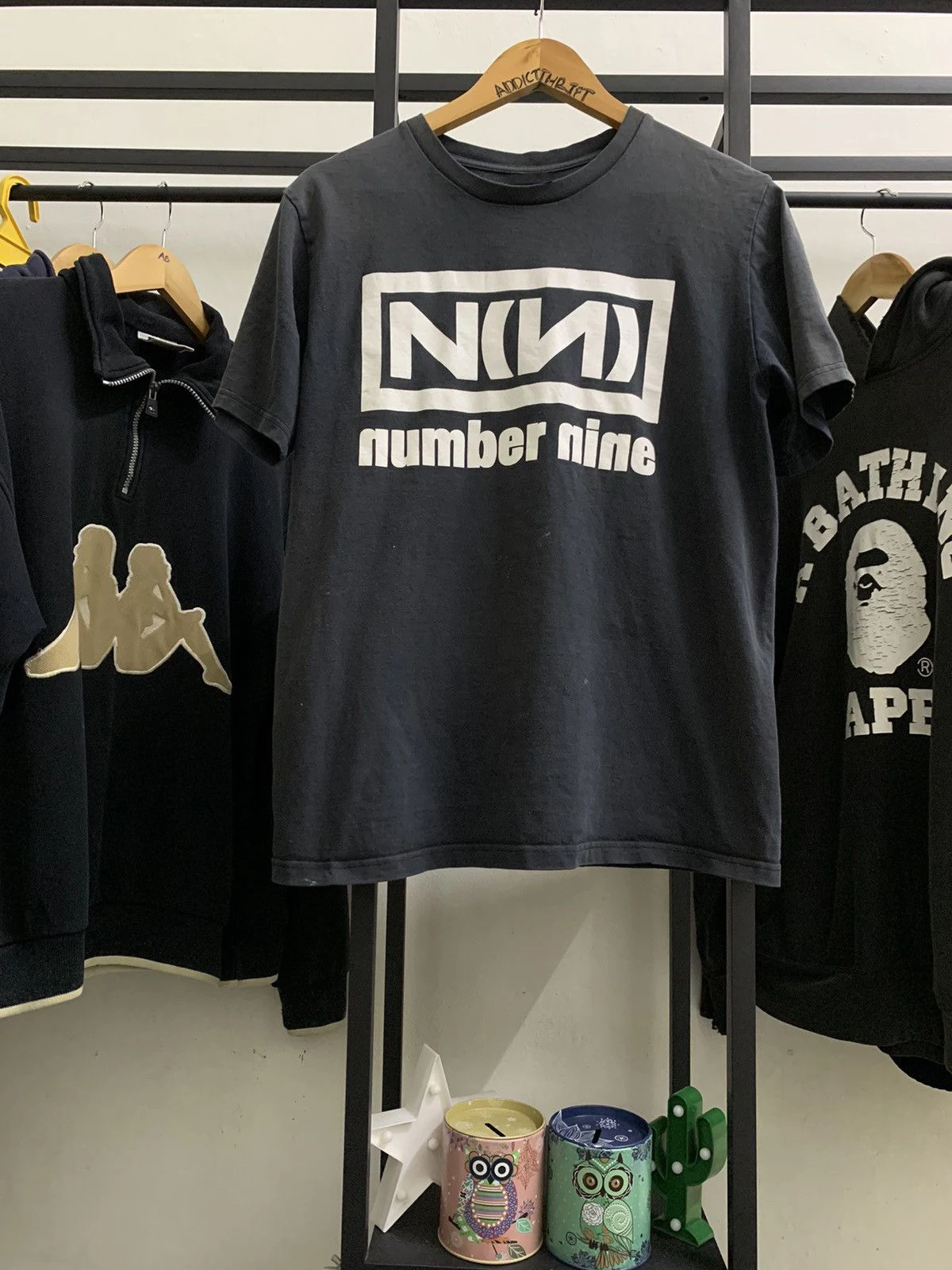 

Футболка Number Nine Archive NN Tagline, простая, винтажная, свободного кроя, повседневная, из чистого хлопка, молодежная мода