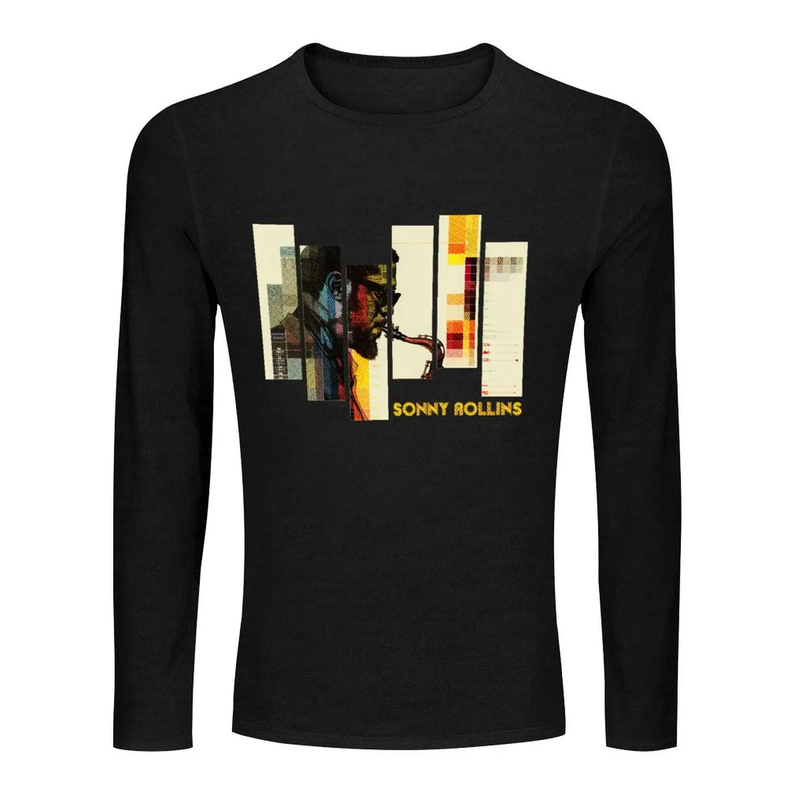 sonny rollins halftone graphic Long T-Shirt Blouse tops mens plain t shirts