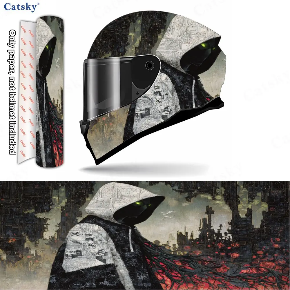 Mysterious Alien Realm Walker Pattern Helmet stickers , PVC Material Multifunctional Helmet Stickers, Scratch-Resistant & Fade-P