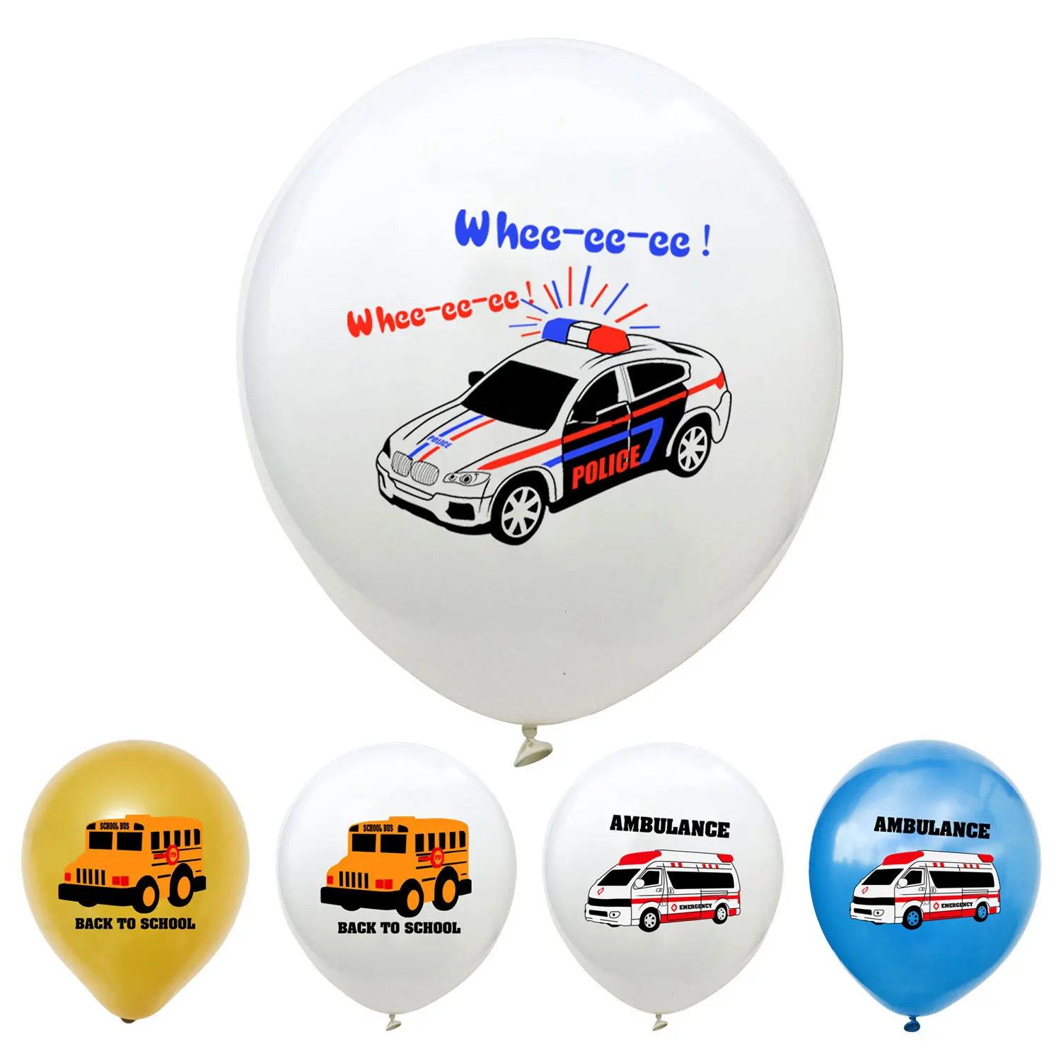 

25PCS New Hot Selling 12-Inch Police Car Ambulance School Bus Transportation Children Birthday Party Decorative Balloon