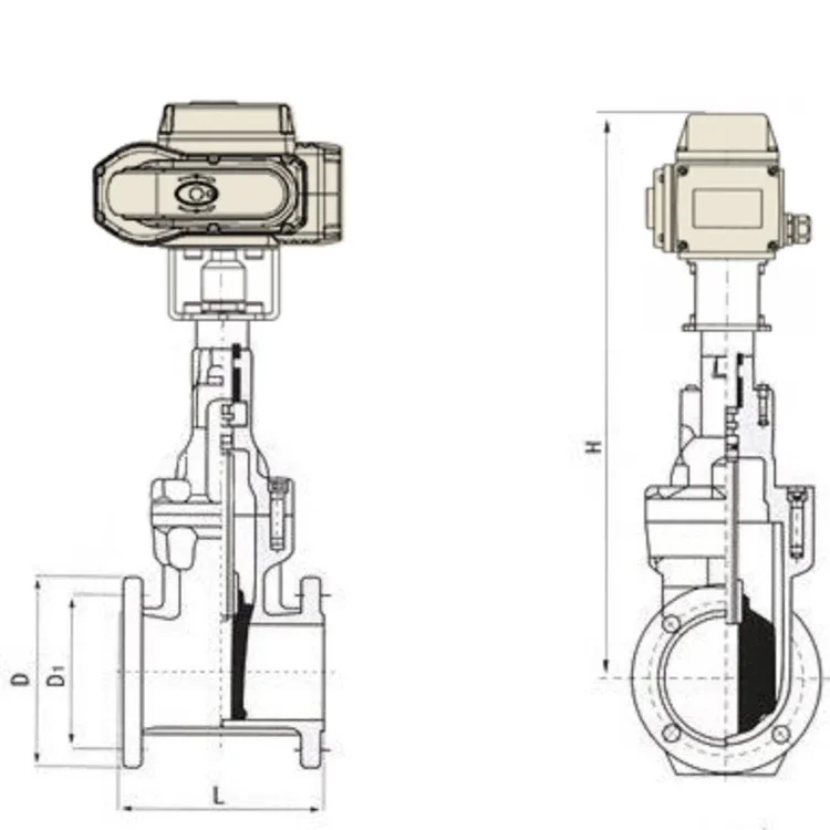 Automatic Ductile Iron Electric flange gate valve multi turn electric actuator