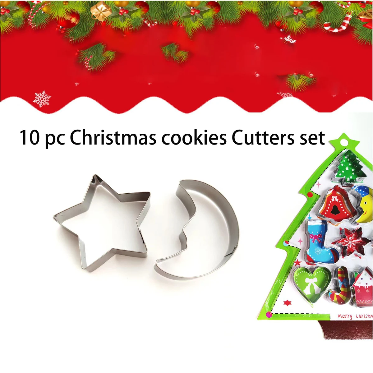 

10 комплектов форм для рождественского печенья для украшения рождественской еды из нержавеющей стали своими руками