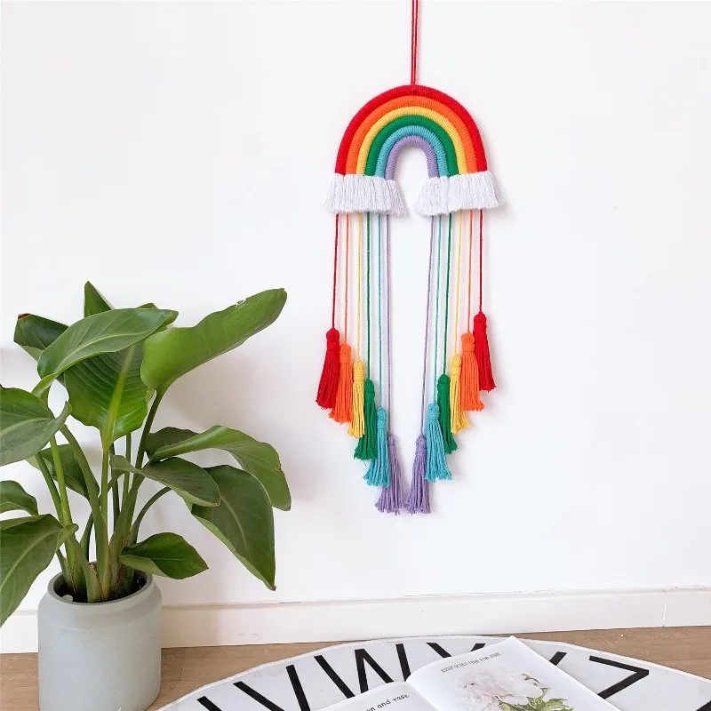 

Children's Room Wall Decoration Rainbow Fringe Pendant Wall Decoration Home Wall Pendant Hand-woven Pendant