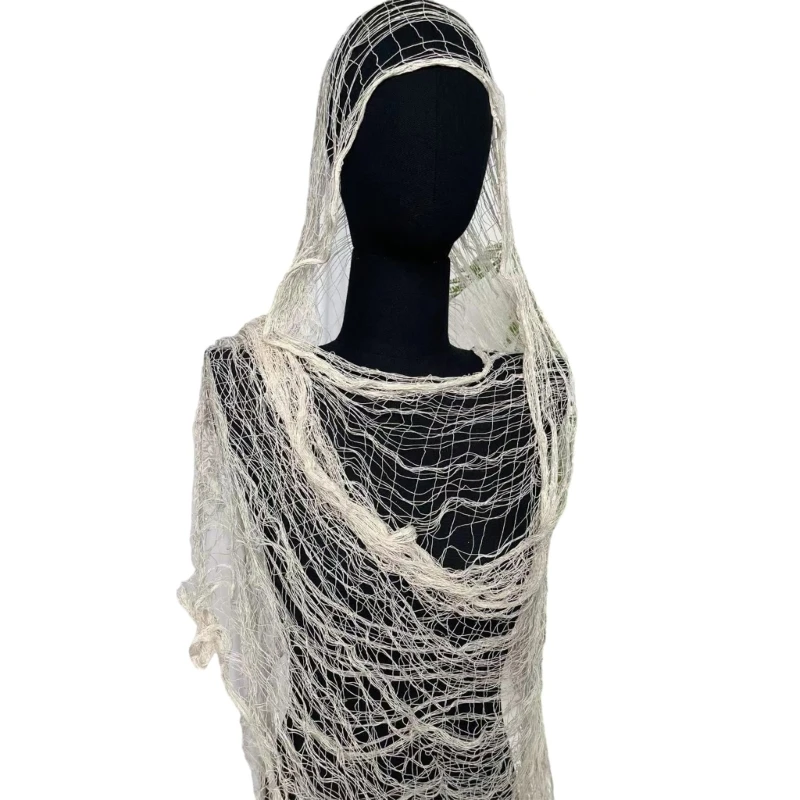 SZL Fashion Distressed Sjaal Gescheurde Mesh Gat Sjaal Wrap voor Lady Reisfotografie