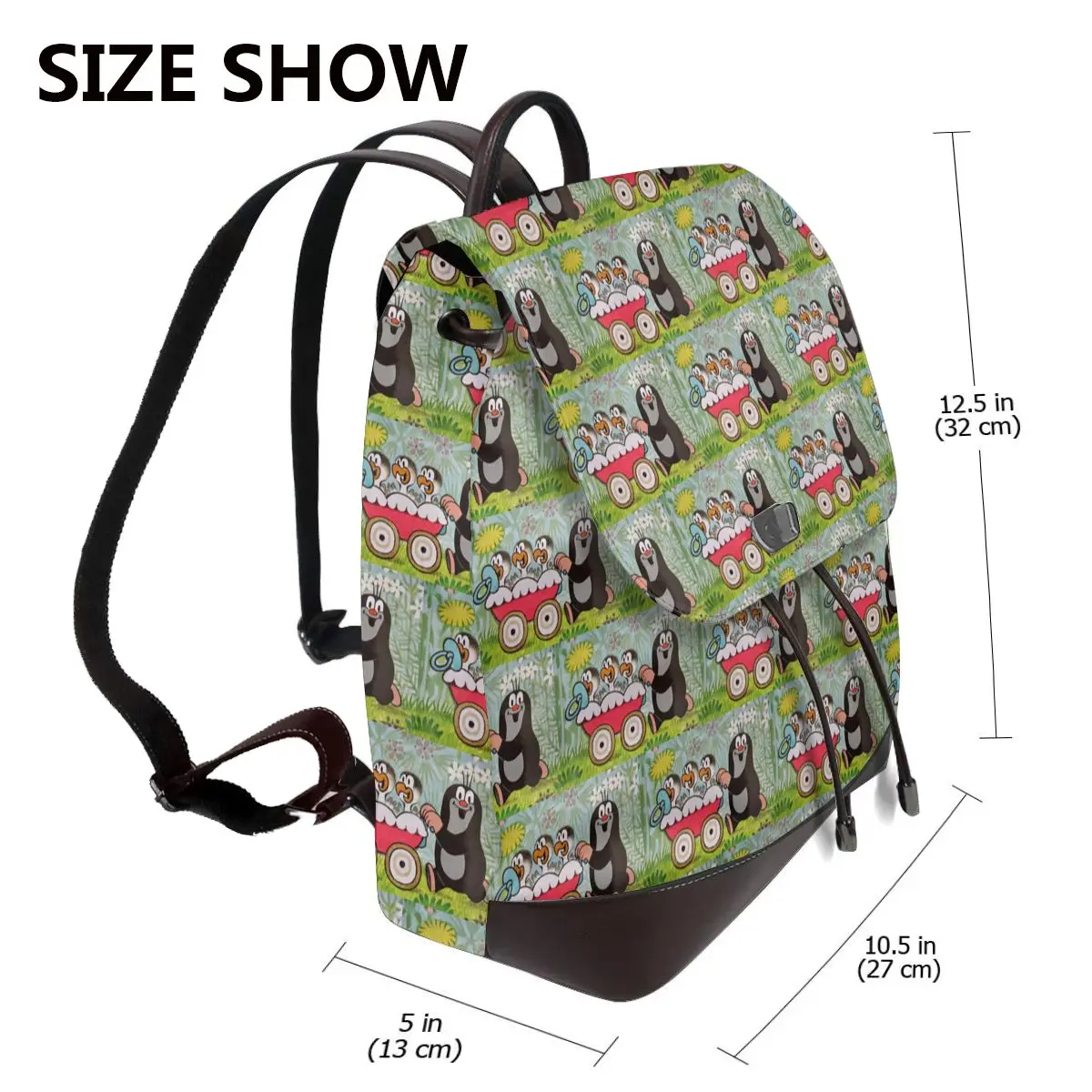 Mole Happy Krtek Bookbag School Student Bags Hiking Travel Daypack for Women Fashion Derma Backpack