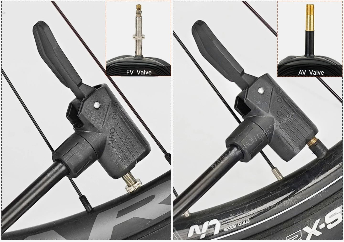 JSHOUBIKE Pumpenadapter, passend für 3 Ventile (Schrader/Presta/Dunlop), kompatibel mit 8/10 mm Schlauch, Ersatz für manuelle und elektrische Pumpen – Detail 13