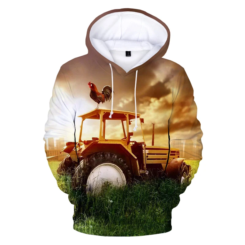 

2022 Men 3D Print Car Tractor Hoodie Sweatshirts Men Women Fashion Casual Funny Pullover Unisex Streetwear Oversized Hoodie