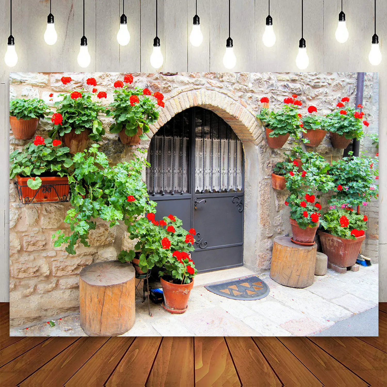 Medieval City Town Street Backdrop Party Banner Decoration Photography Background Italy Village Country Alley Landscape European