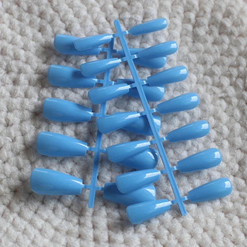 24pcs Latest fashion Acrylic nails Certainly reuse Candy Long Ballet False Nails Sexy light blue P1921