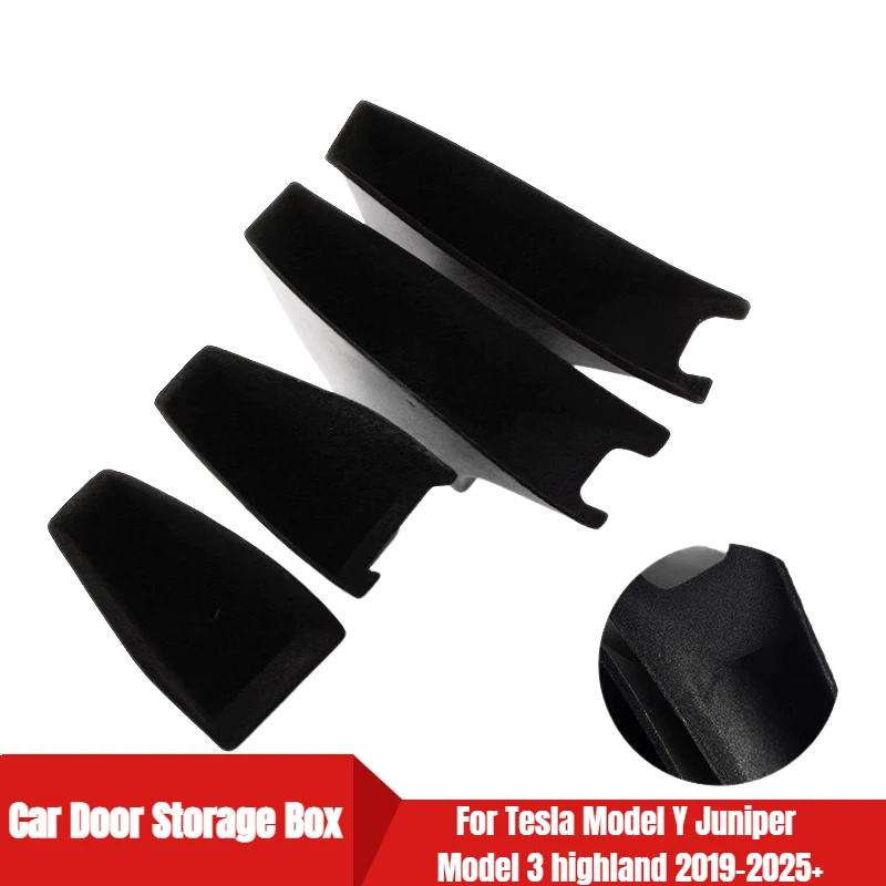 

For Tesla Model Y Juniper Model 3 2019-2025+ Car Door Storage Box Pocket Covers ABS Flocking Tray Organizer Box Car Accessories