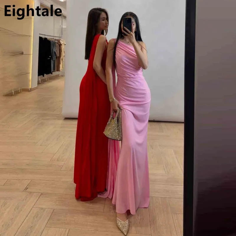 Eightale Elegant Chiffon Evening Dress One Shoulder Pleated Mermaid Prom Party Dress Women Formal Dress Wedding Bridesmaid Dress