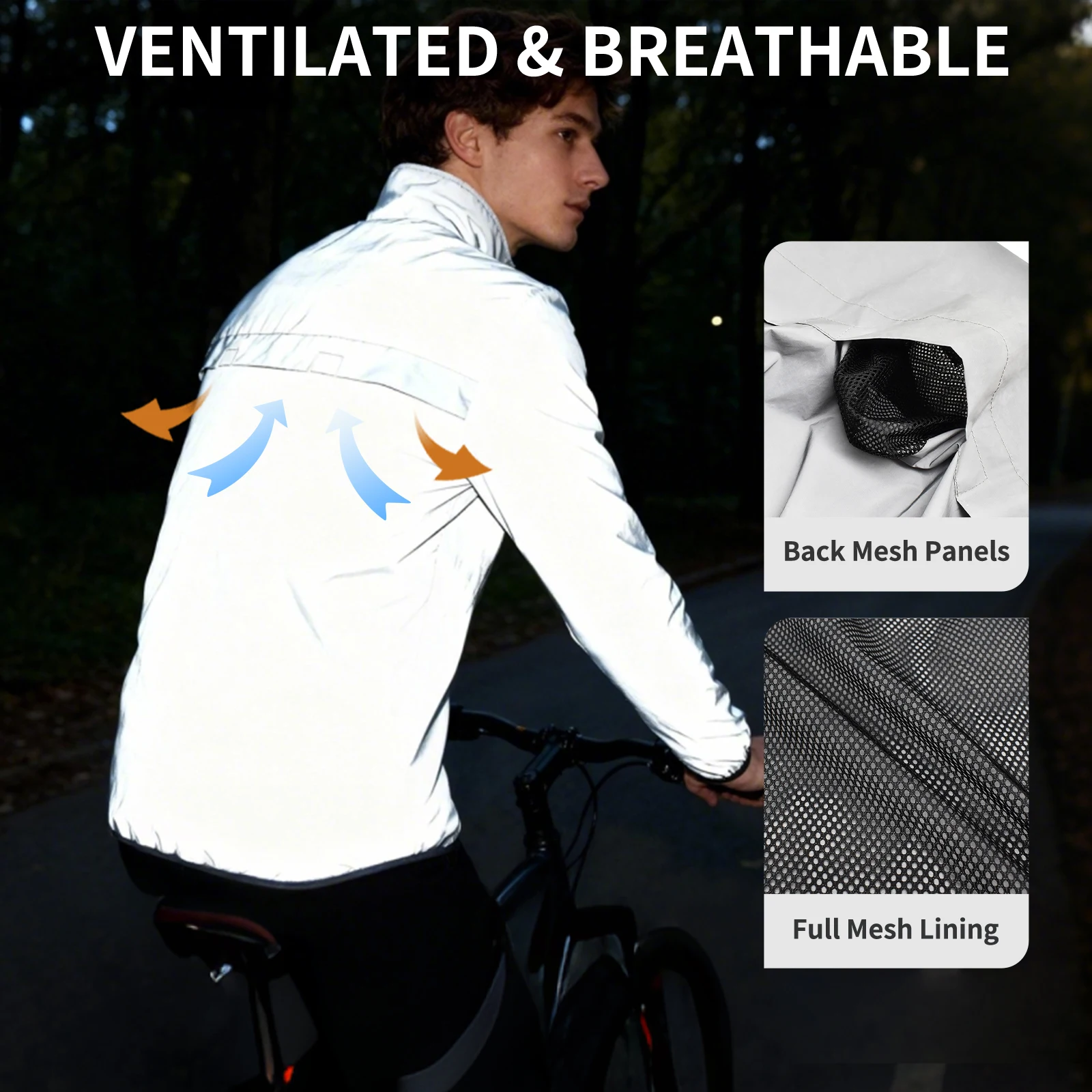 WOSAWE Full Reflective Cycling Jacket Winter Autumn Bicycle Windbreaker Bike Soft Windproof Waterproof Running Jacket Men\'s Coat