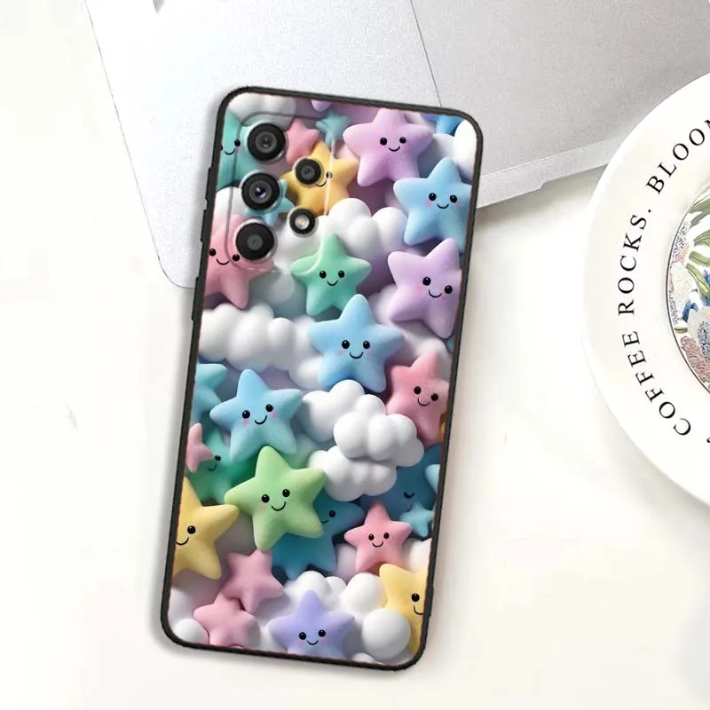 Cartoon Animals Cute Phone Case For Samsung A73 A72 A71 A55 A54 A53 A52 A51 A13 A22 A16 A15 A12 A14 A26 A07 5G Black view 6