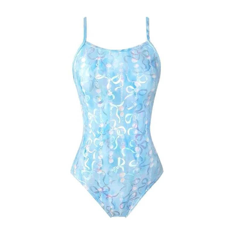 Blue Beaded Curtain Roll Gold Stamping Professional Speed Swimming Suit Women's Special Use Swimming Gymnasia 2026 New Model