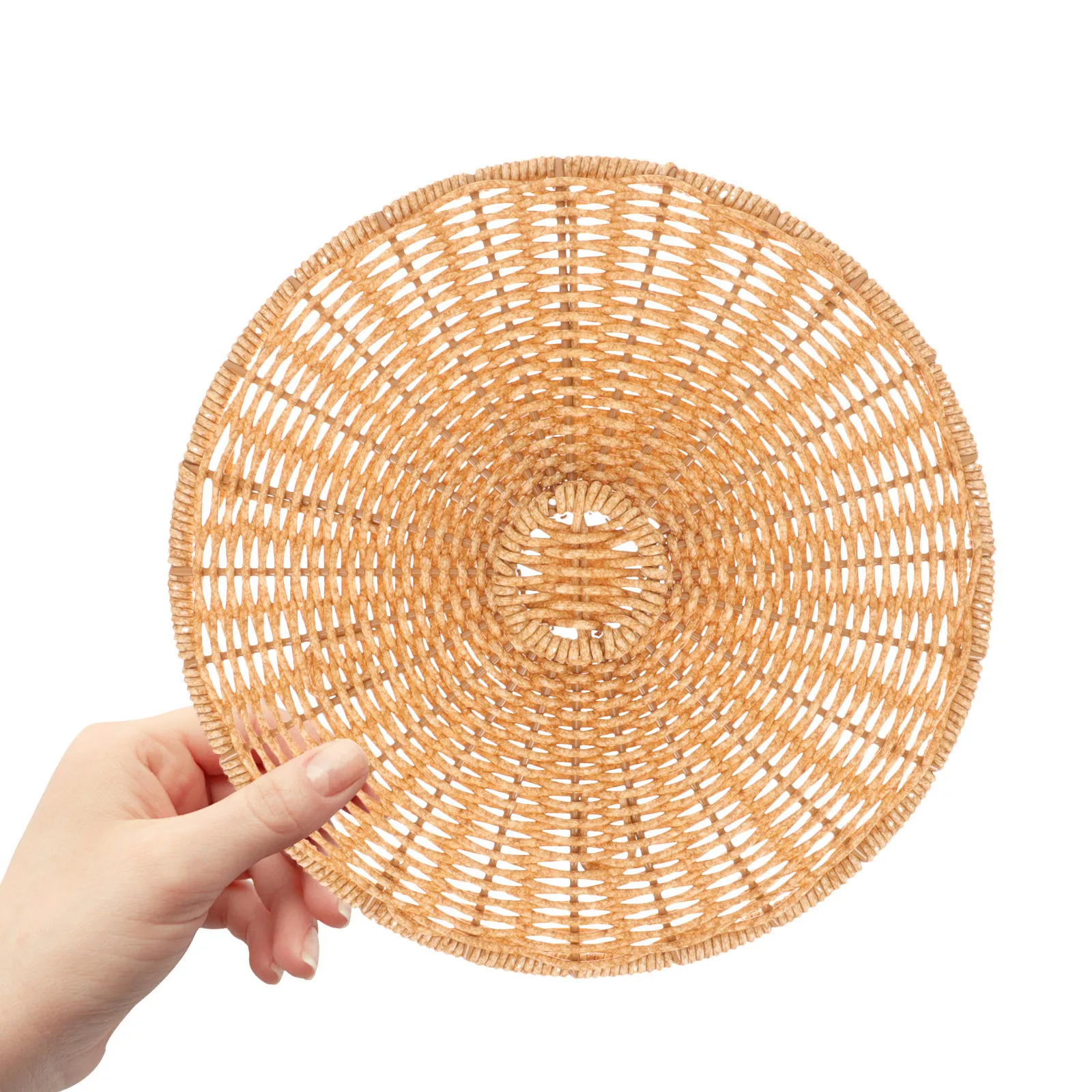 

Storage Basket Lid Round Imitation Rattan Plastic Waste Bin Cover For Bedroom Bathroom Living Room Trash Can Replacement