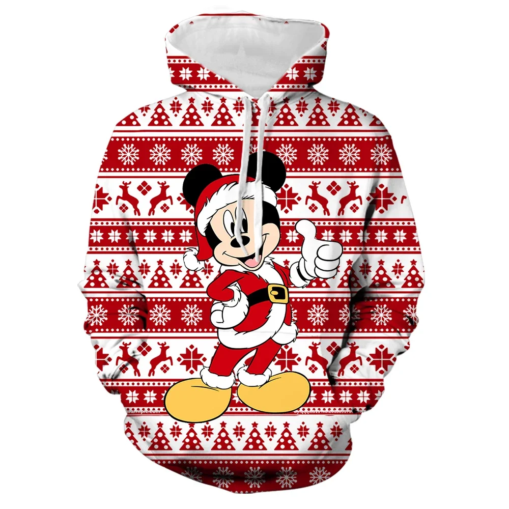 Disney Mickey Minnie Christmas Men Women Hoodie Cute Cartoon Hooded Clothing Couple Fashion Coat Casual Streetwear