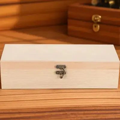 

Wooden Box Unfinished Smooth Natural Elegant Storage Box For Tea Jewelry Photos Crafts Stackable Wood Boxes
