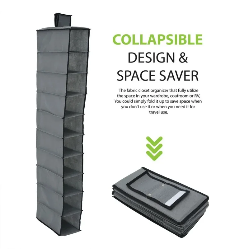 2026 New 10 Layer over the Door Hanging Shoe Rack Organizer Collapsible Closet Wardrobe Space Saving Shoe And Hat Storage Hanger