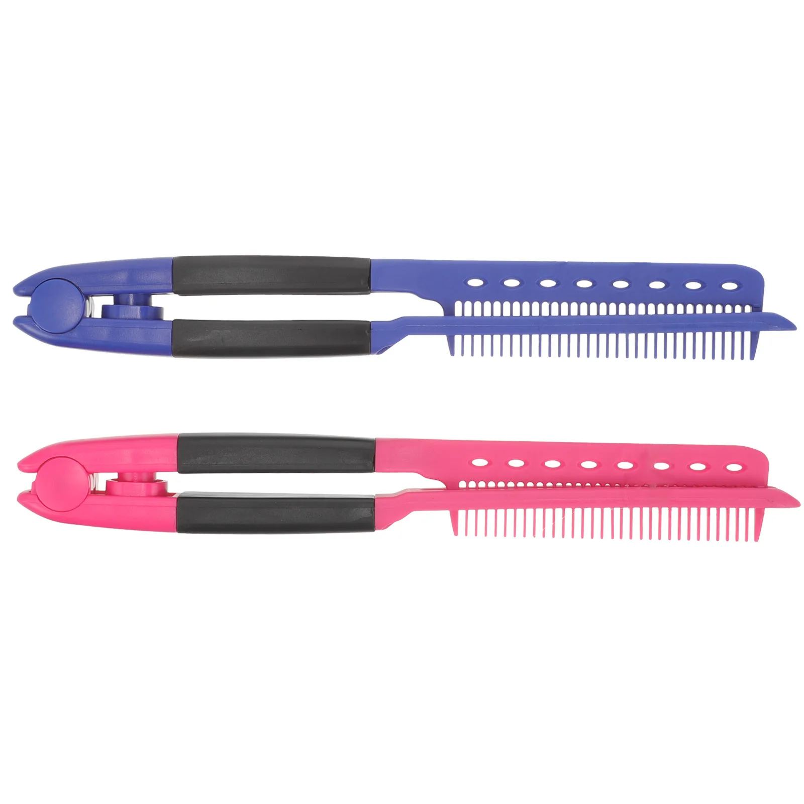 

2Pcs Hair Straightening Comb V-Shaped Plastic Material Sturdy Hairdressing Straightener Comb Portable Labor Saving Hair Styling