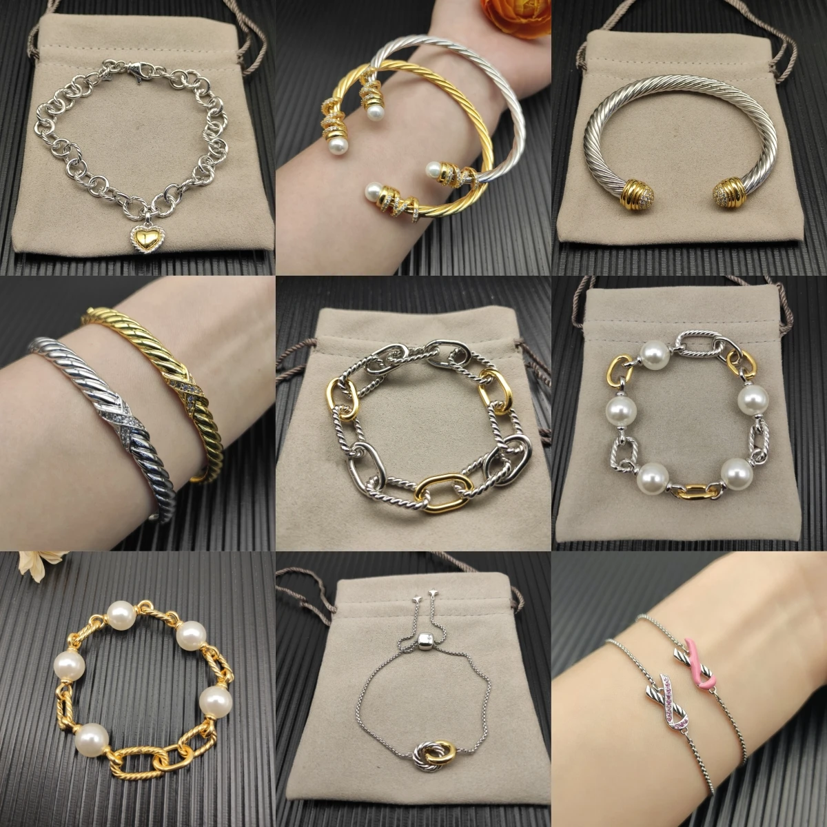 

2025 New S925 Sterling Silver Heart Pearl X Bracelet Unisex Fashion Classic Personality Trend Retro Luxury Jewelry Party Gift