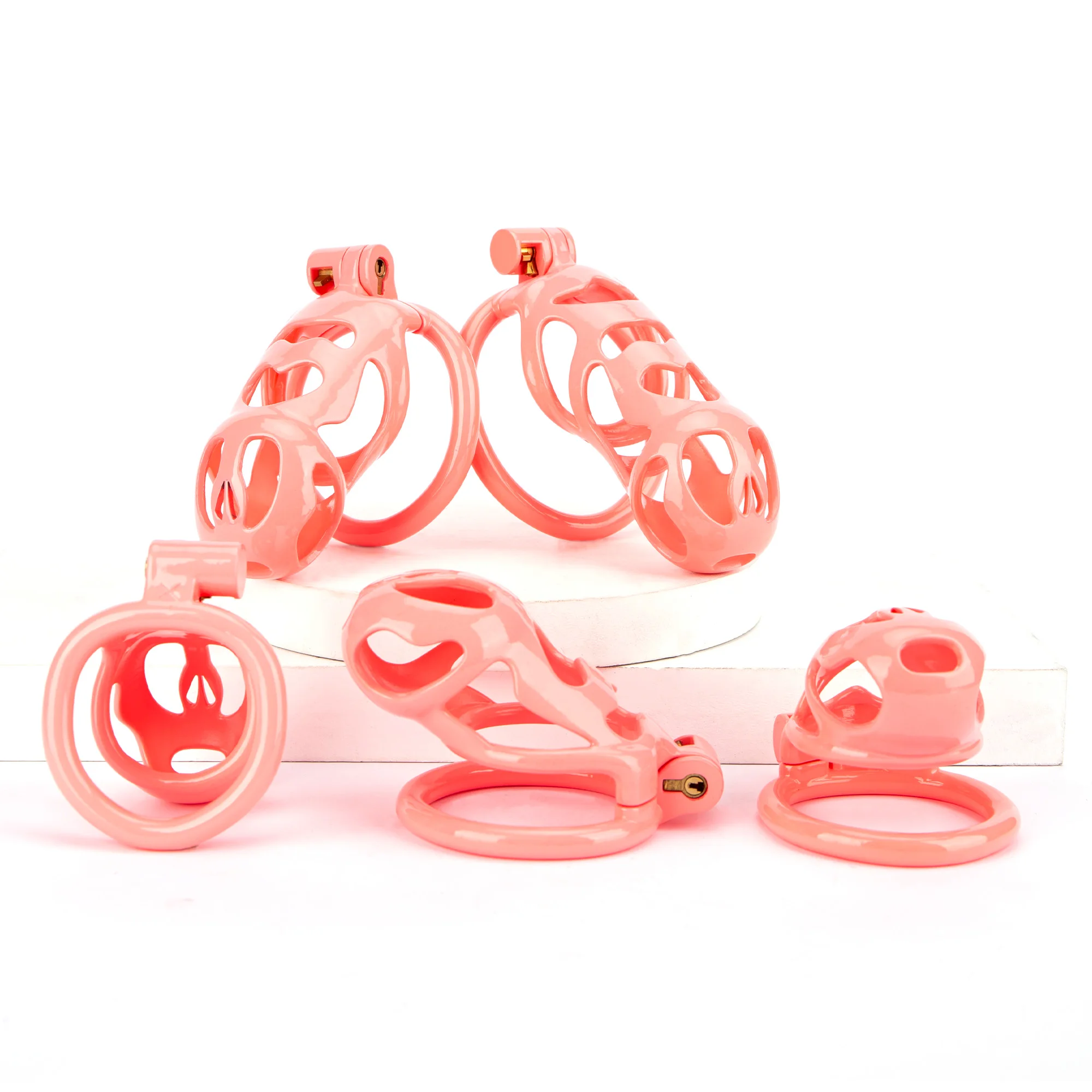 New 5 Sizes Chastity Cage With Heart Key Necklace Cock Cage Lock Male 3D Printing Lightweight Penis Cage BDSM Sex Toys For Men