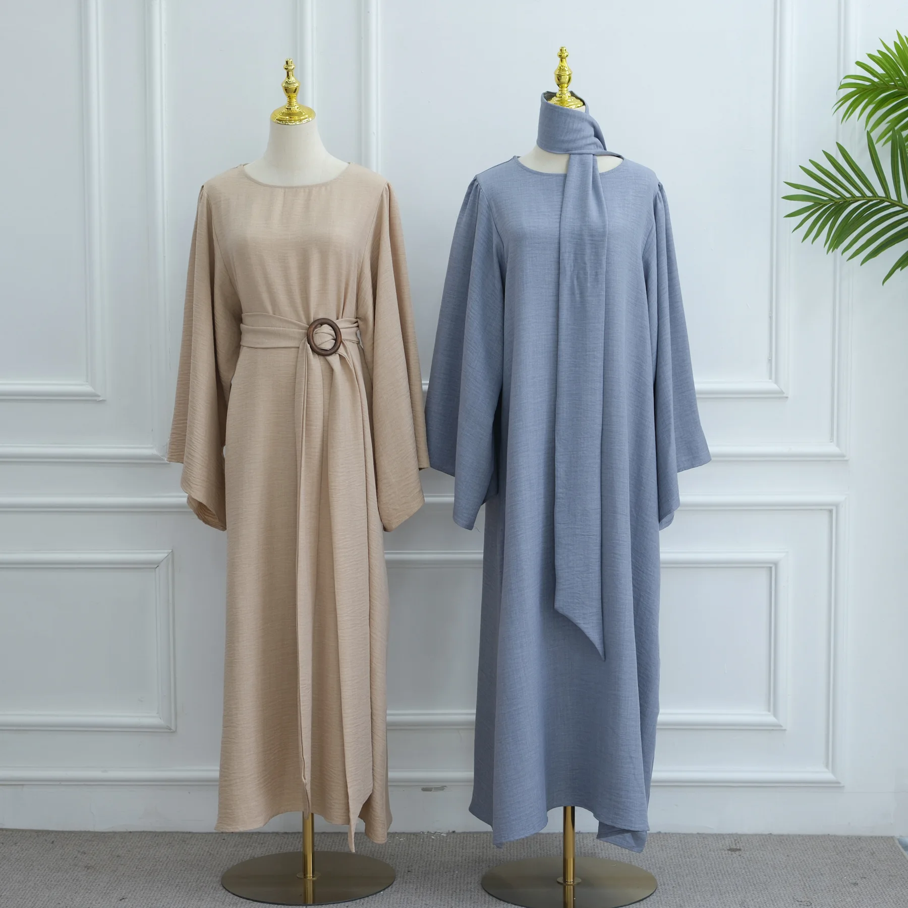 Cintura Abaya a maniche lunghe semplice modesta Cintura islamica di base Eid Donna musulmana Abiti Islam Abbigliamento Turchia Caftano Dubai Abaya Caftano Robe
