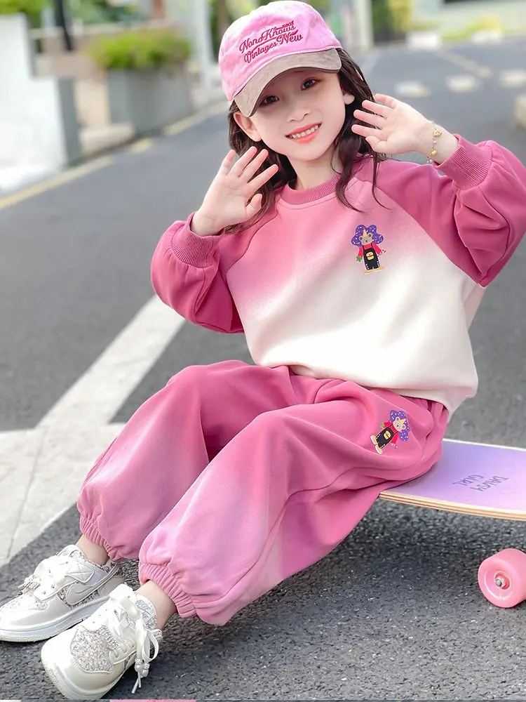 

Autumn Hooded Sweatshirt Set for Girls Aged 7 to 14, 2025 New Korean Style Children's Two-Piece Set