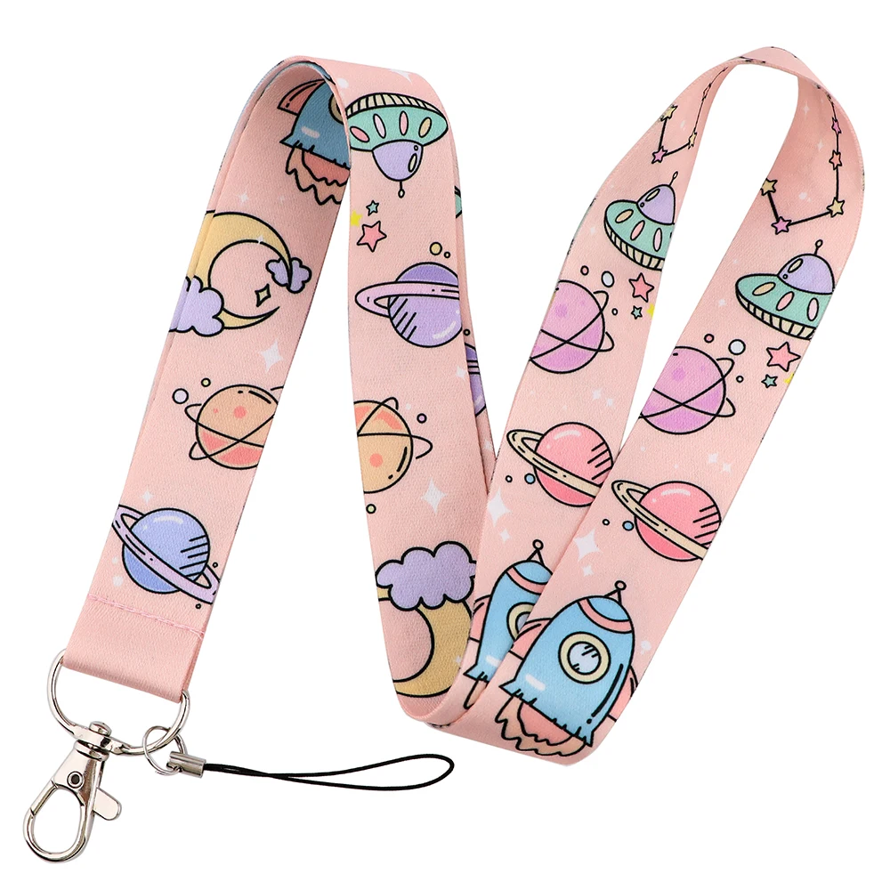 Cartoon Planet Neck Strap Lanyard for Keys Keychain Badge Holder ID Credit Card Pass Rope Lariat Mobile Phone Charm Accessories