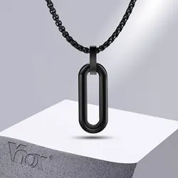 Vnox Geometric Necklaces for Men Women, Hollow Pin Shaped Pendant with Box Chain, Stainless Steel Collar Unisex Jewelry