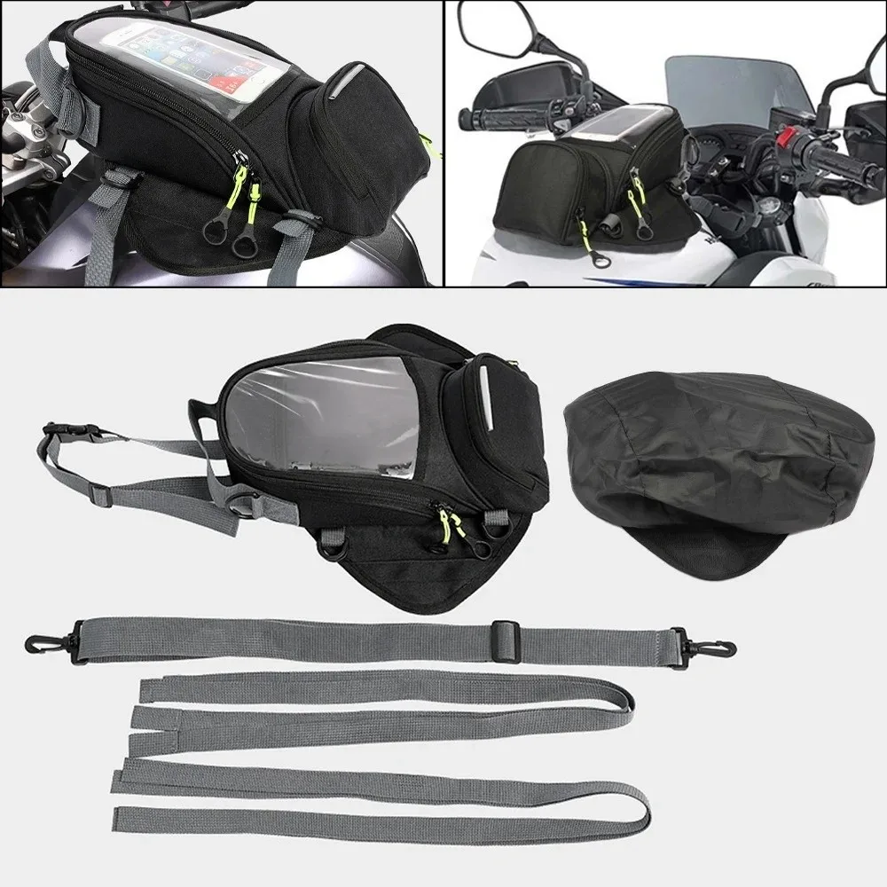 Water Resistant Motorcycle Tank Bag Magnetic Closure Touch Screen Motorcycle Navigation Bag Oxford Material 5L Capacity