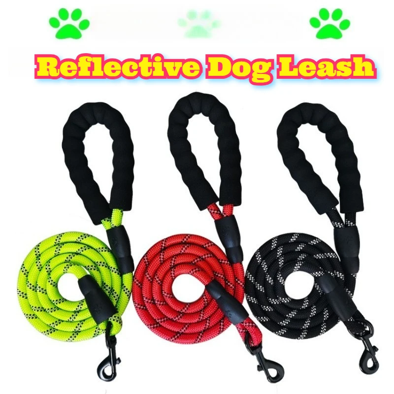 

Nylon Reflective Dog Leash Strong Durable Pet Walking Rope All Size Small Medium Large Dogs Everyday Comfortable Handle Safety