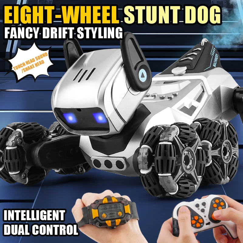 Y9 8WD RC Robot Dog Car Toy 2.4G Radio Remote Control Cars Touch-sense Music Stunt Drift Vehicle Electric Toy for Boys Kids Gift