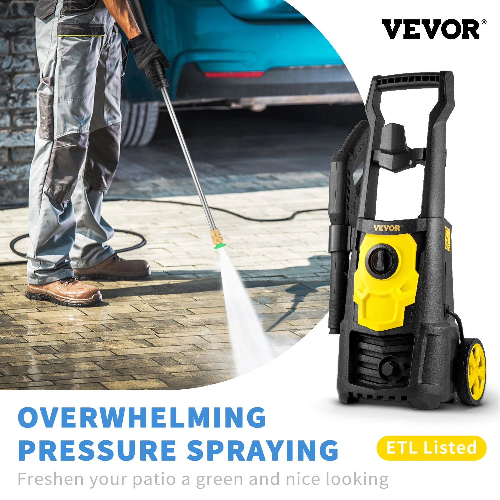 VEVOR 1500W High Pressure Car Washer 2000 PSI Electrical Portable Car Washing Machine Auto Wash Washers Spray Gun for Home Use