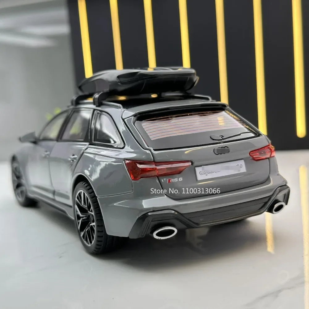 1:24 Scale Audi RS6 Model Car Toys Alloy Die-casting 6 Doors Opened Sound Light Pull Back Ornament Vehicles Festival Child Gifts