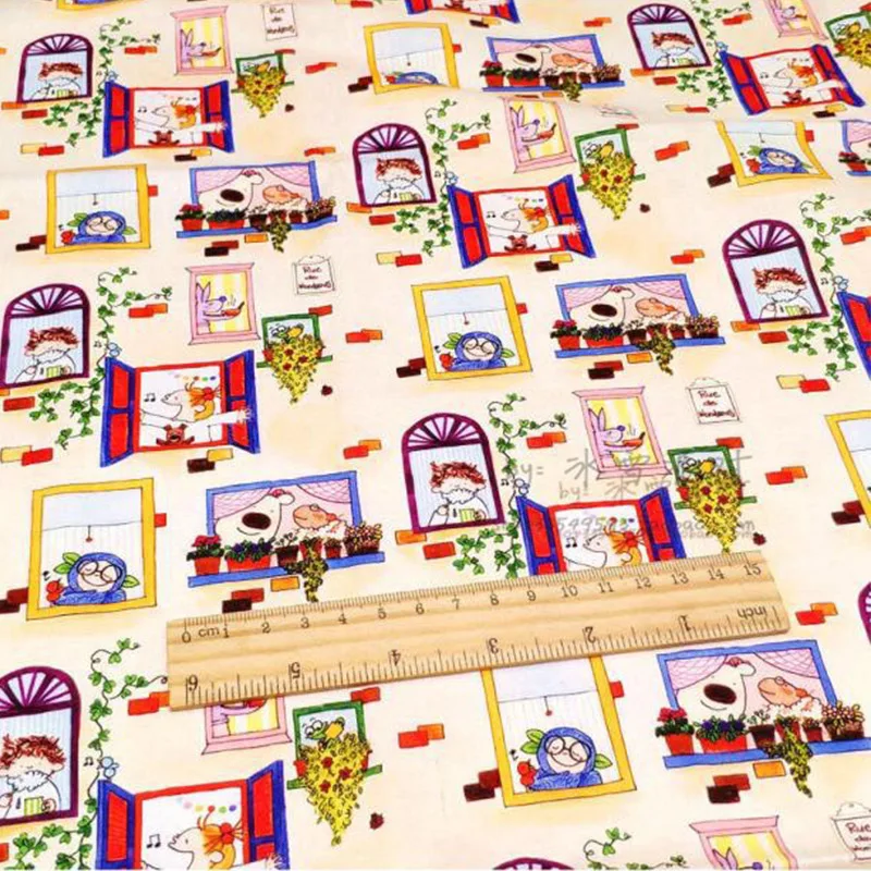 Good 100%Cotton Fabric Cartoon Rw Coco Sauce See Scenery Outside Window Pattern Printing Sewing Material DIY Baby Dress Clothing