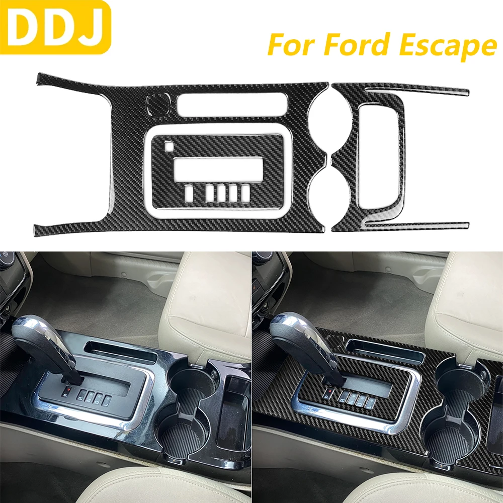 

Для Ford Escape 2008-2012 центральная консоль из углеродного волокна, держатель для чашки переключения передач, набор панелей для хранения, накладка, автомобильные аксессуары, наклейка