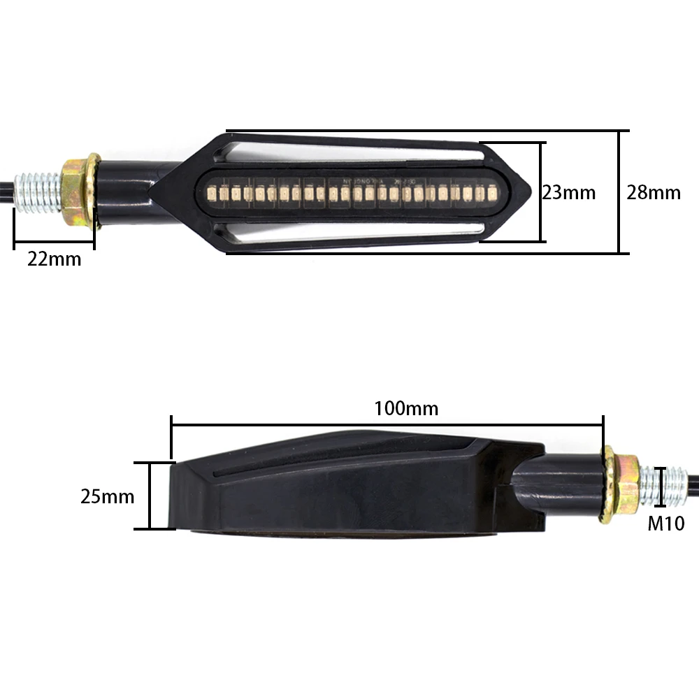 24 LED Motorcycle Turn Signal Tail Light Flowing Blinker Flashing Blinker Brake Stop Relay Running DRL Flasher Warning Lamp 12V