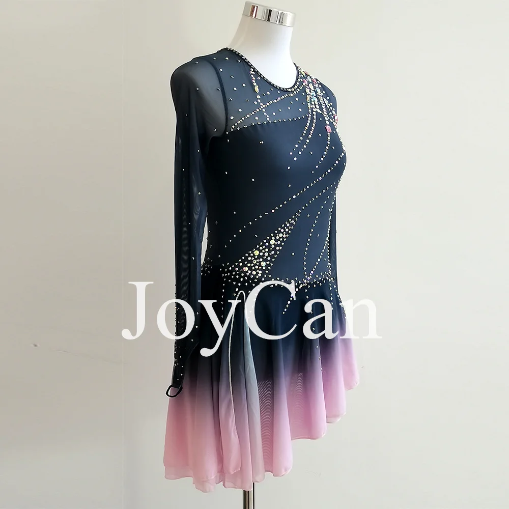 JoyCan 新デザインプロフェッショナル素敵なアイススケートドレス弾性メッシュスカート子供のためのシャーリングインセット BD7105