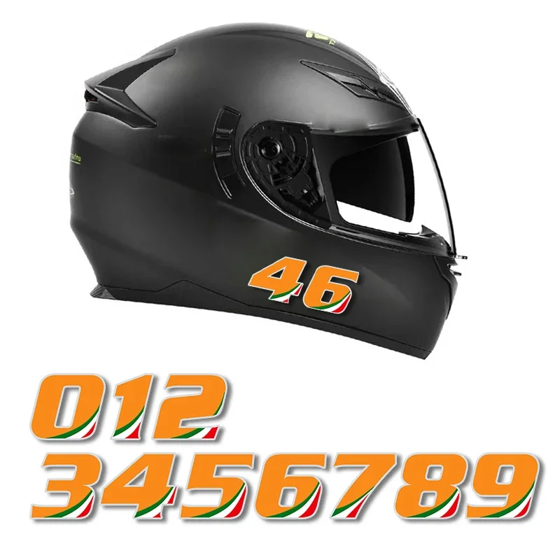 الرقم البرتقالي 0123456789   ملصقات السيارات للدراجات النارية لخزان الوقود الجبهة هدية سكوتر خوذة DIY موتو موضة 0 إلى 9 شارات الفينيل