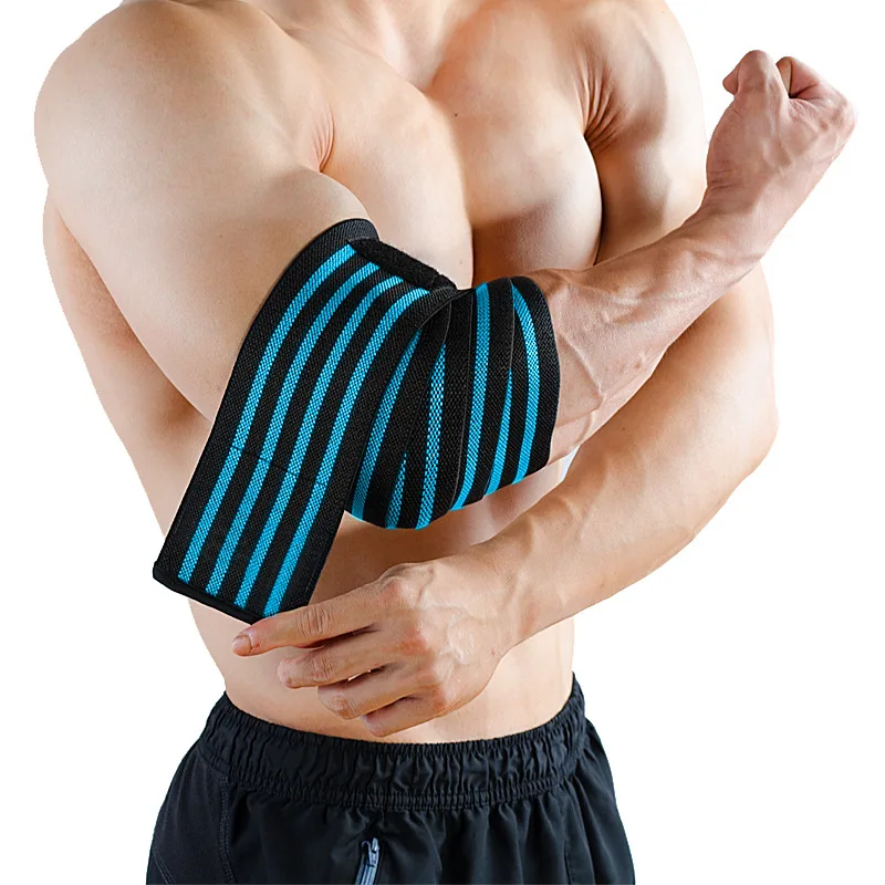 1PC Sports Elbow Guard Winding Elbow Pad Bench Press Weightlifting Protective Gear Gym Equipment Equipment Booster Stripe