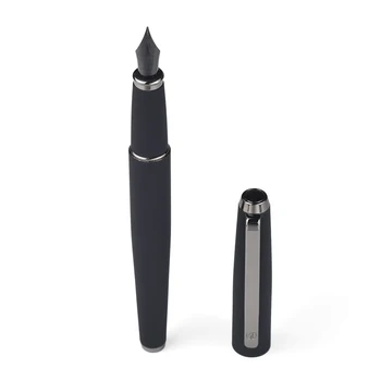 Hongdian 517d preto fosco completo metal prata clipe canetas titânio clássico tinta fonte-caneta ef f dobrado nib canetas escola presentes de escritório