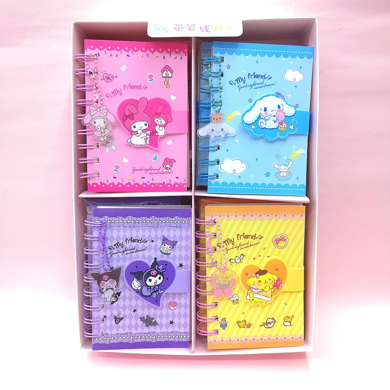 4/12pcs Sanrio Magnetic Notebook Cinnamoroll Melody Kuromi Daily Weekly Planner Agenda Weekly Stationery Office School Supplies