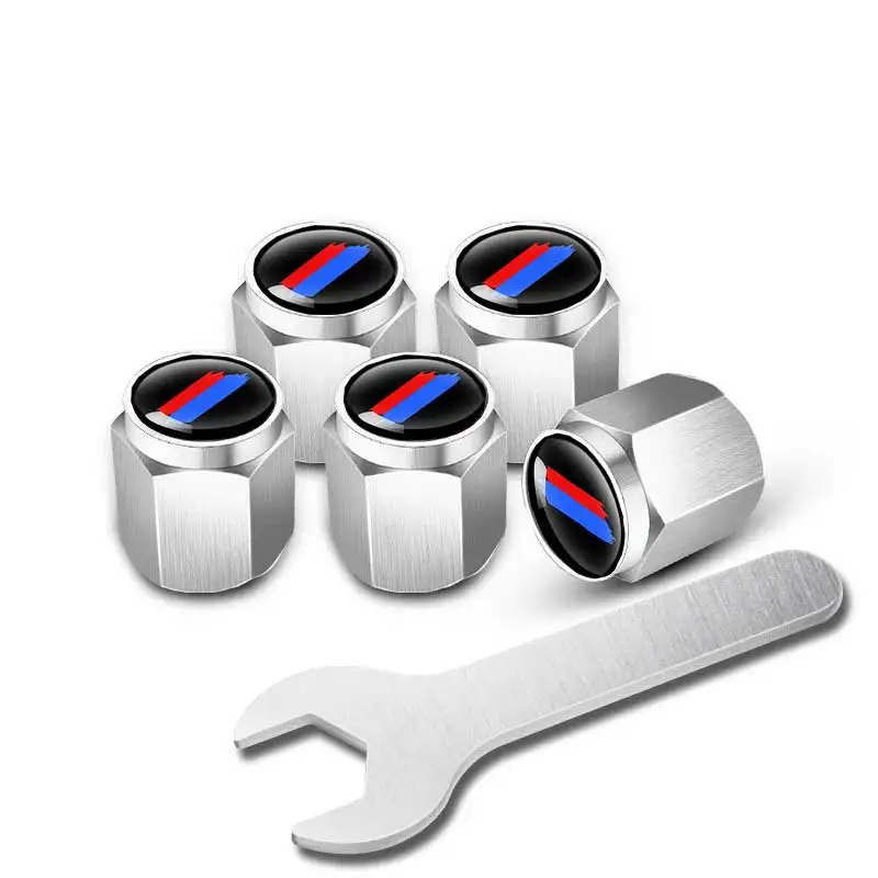 5PCS Universal Car Tire Valve Caps Decorative Door Core Air Valve Caps With wrench For AUDI Volkswagen NISsan bmw Peugeot kia