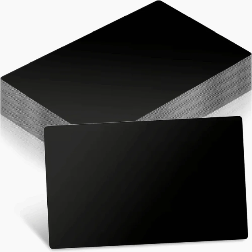 300 pcs/set Portable Aluminium Business Card 86 54mm Engraving Area 0.2mm Thickness Blank Business Card DIY Black Color