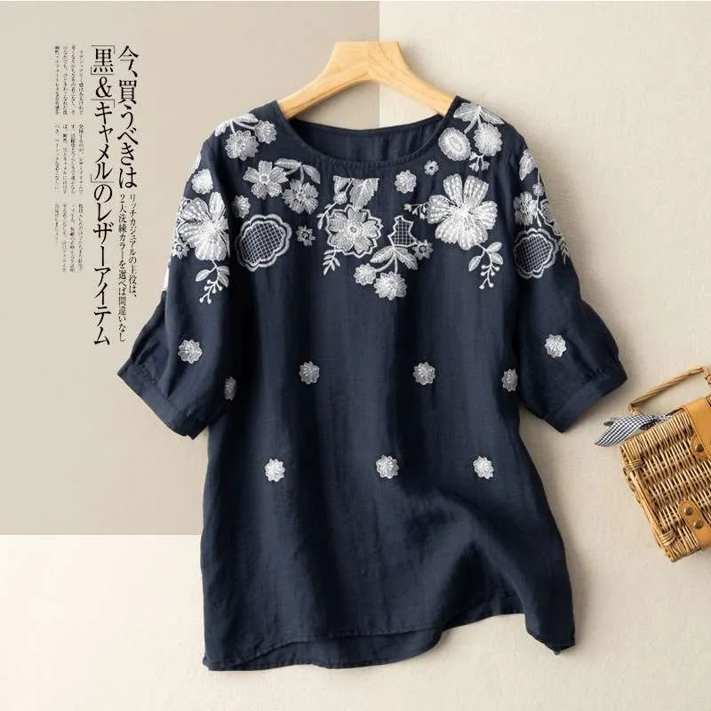 

Pure Cotton Embroidery T-irt Women Summer New Sle: Court Sle Brand: Unbranded Fit: Two-Piece Set Fabric: Other ort Sl...