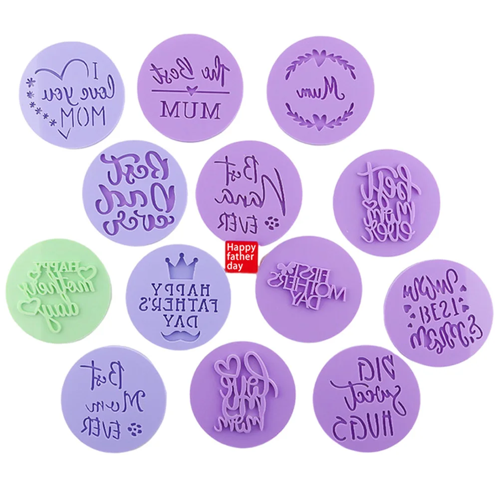 Happy Father\'s Day Biscuit Mould Mothers\'s Day Acrylic Cookie Stamp Embossed Mold Fondant Sugar Craft Bake Cake Decorating Tools