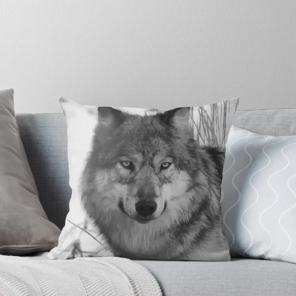 

Grey Wolf Throw Pillow Cushion Cover Luxury bed pillows pillow cover christmas pillows decor home pillow