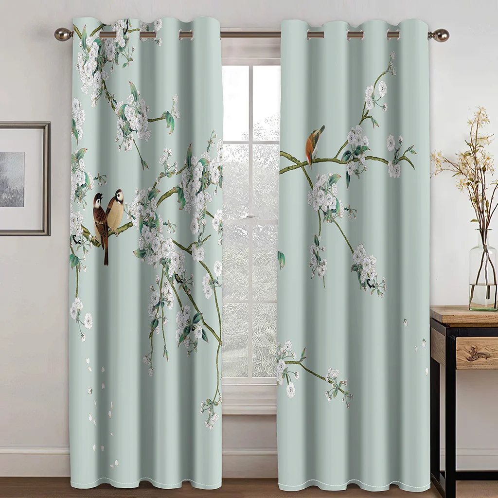 

Chinese Troditional Culture Bird Flower Window Curtains in Kids Bedroom Living Room Hall Treatments Kitchen Decor Drapes Blinds