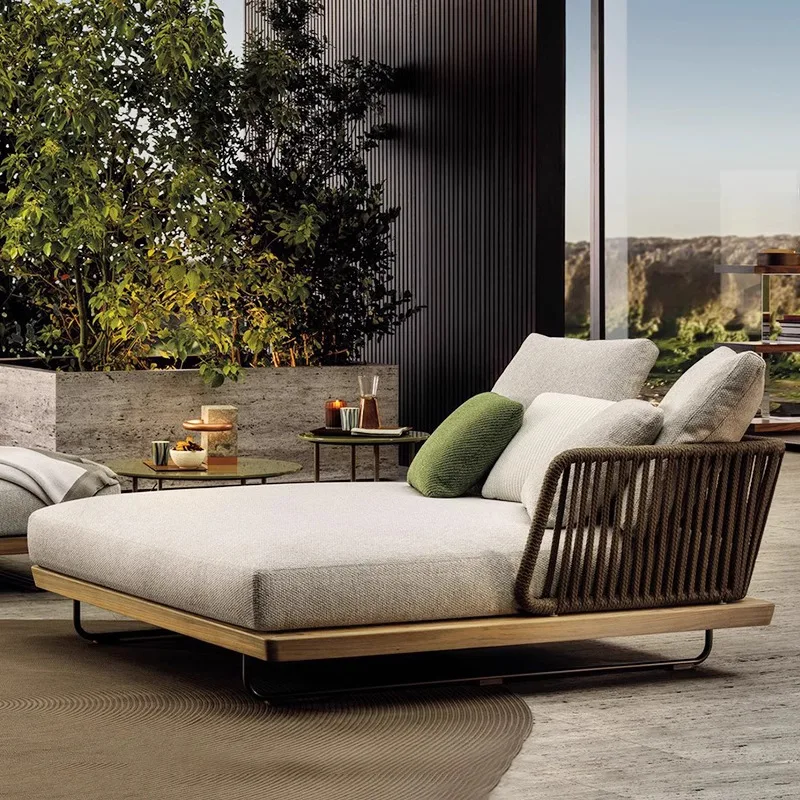 Double bed and breakfast Open-air outdoor terrace Garden Seaside rattan recliner